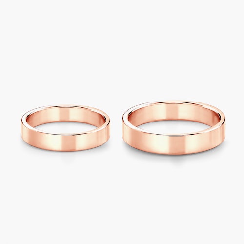 Obrączki ślubne: różowe złoto, płaskie, 4 mm